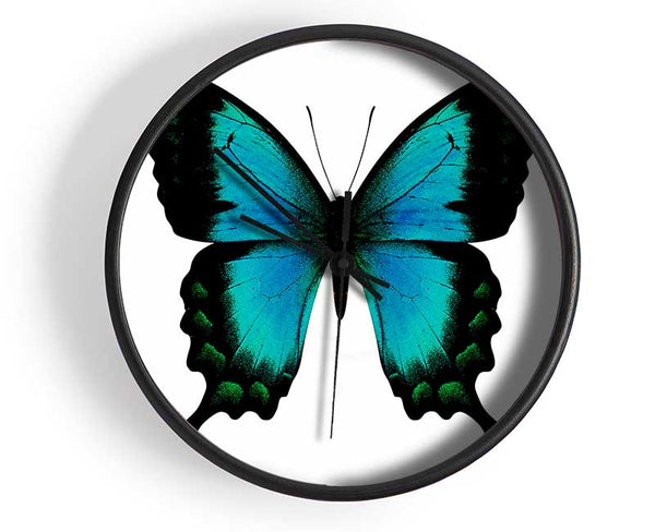 Turquoise Butterfly Wings Clock - Wallart-Direct UK