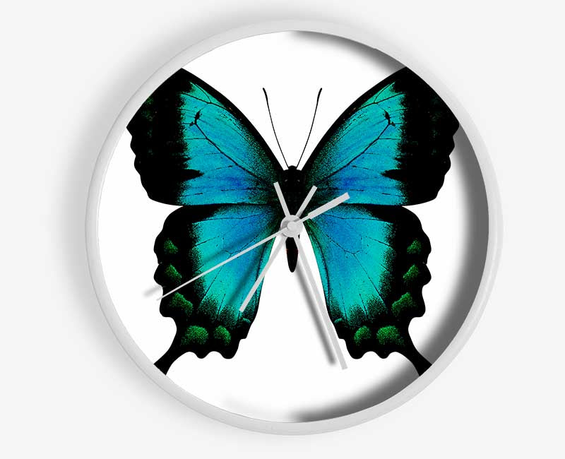 Turquoise Butterfly Wings Clock - Wallart-Direct UK