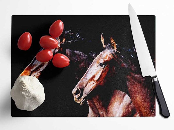Twin Stallions Glass Chopping Board