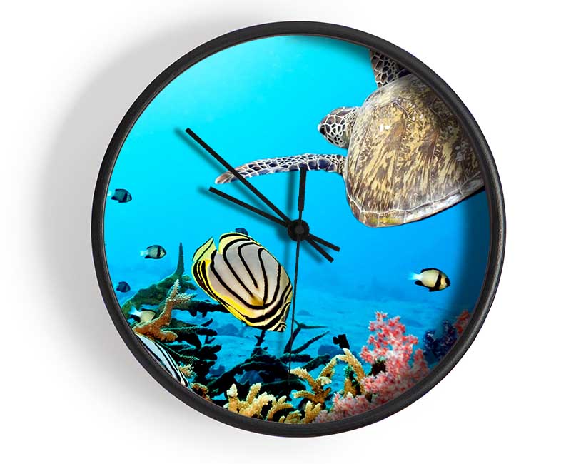 Underwater Turtle And Fish Clock - Wallart-Direct UK