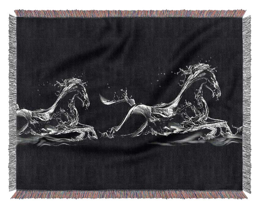 Water Horses Woven Blanket