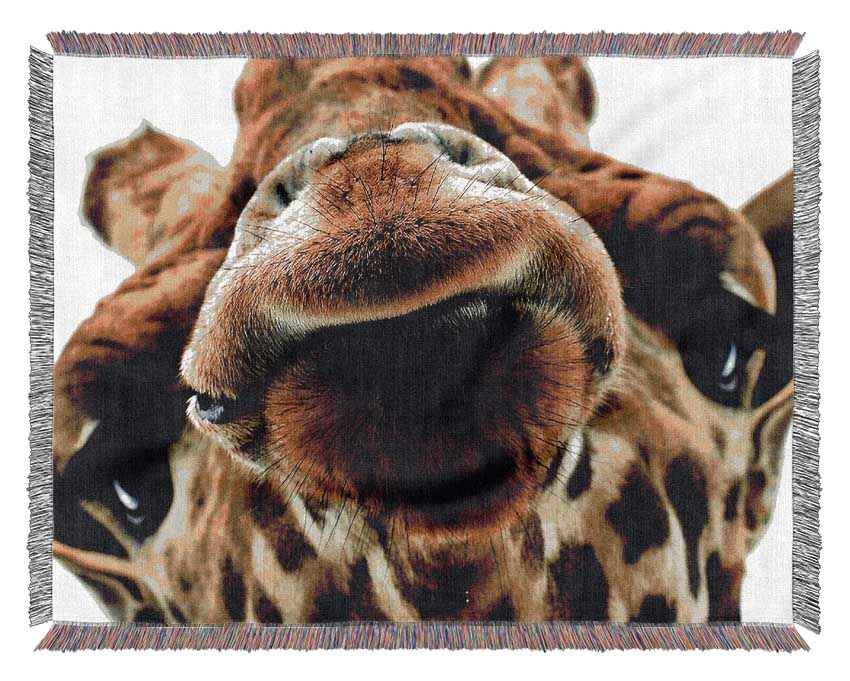 What Are You Looking At Giraffe Woven Blanket