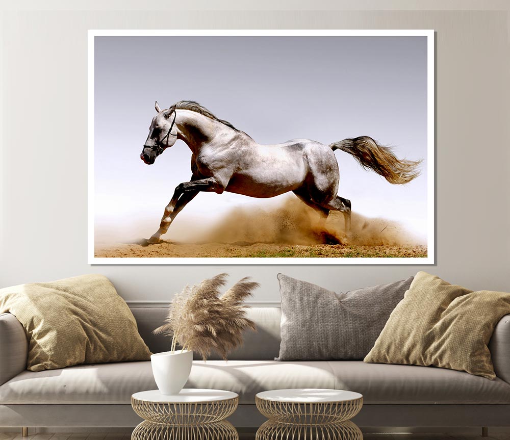Wild Horse Running Print Poster Wall Art