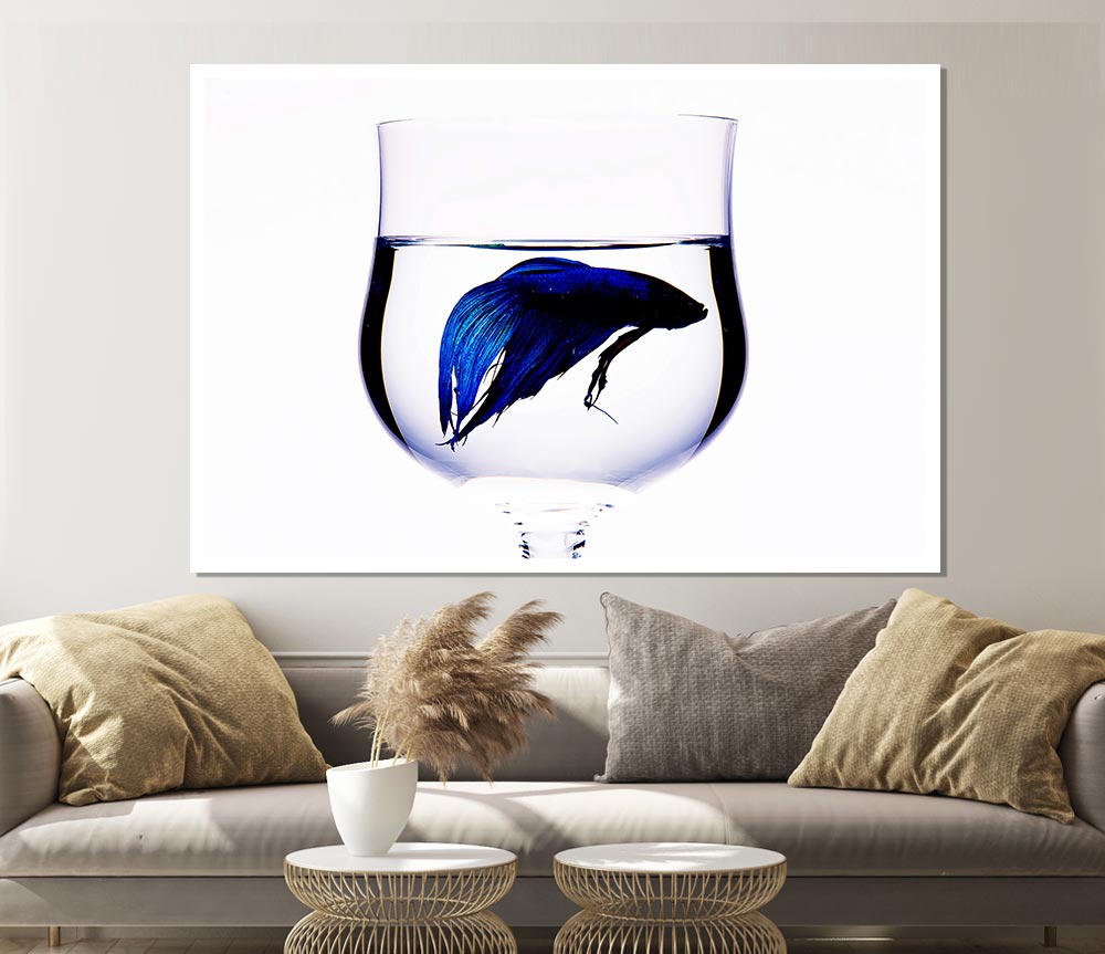 Wineglass Fish Print Poster Wall Art
