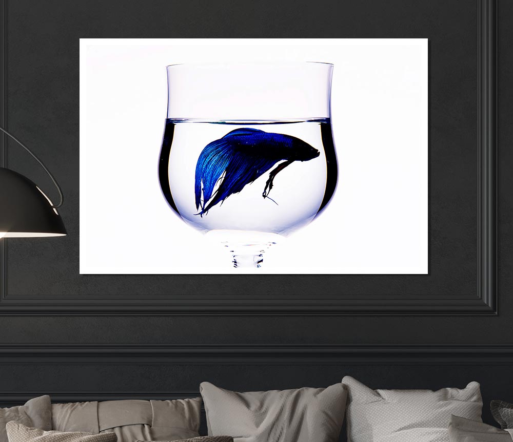 Wineglass Fish Print Poster Wall Art