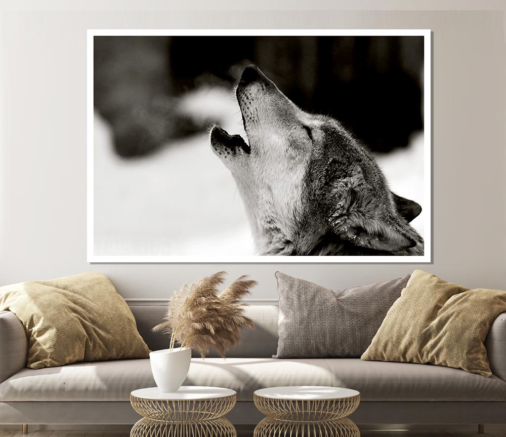 Wolf Howl Print Poster Wall Art