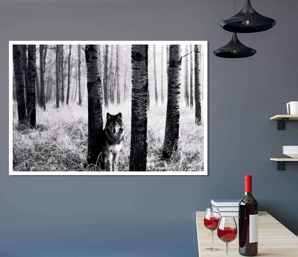 Wolf In The Forest Print Poster Wall Art