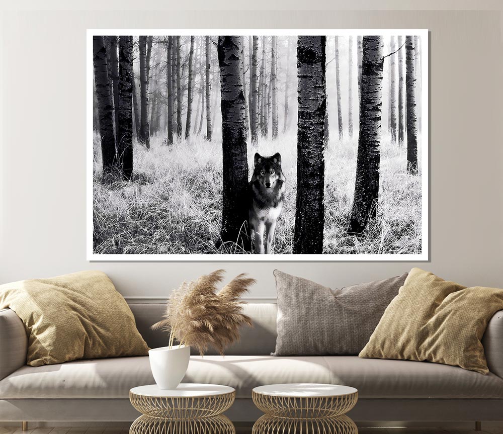 Wolf In The Forest Print Poster Wall Art