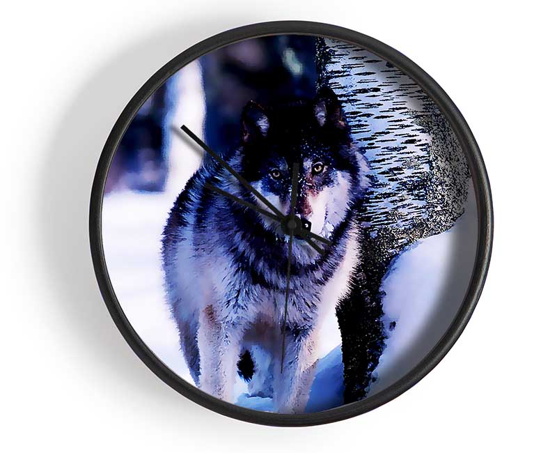 Wolf In The Snow Clock - Wallart-Direct UK