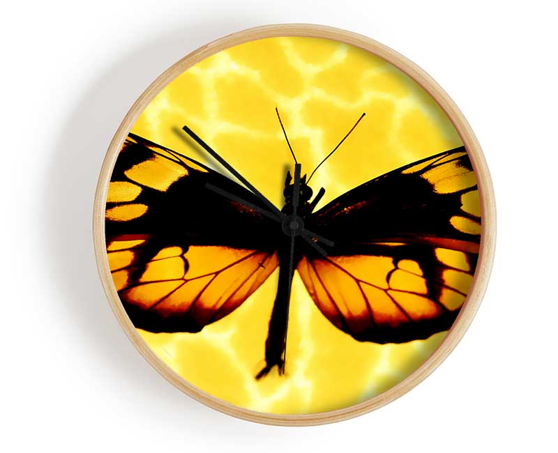 Yellow Butterfly Wings Clock - Wallart-Direct UK