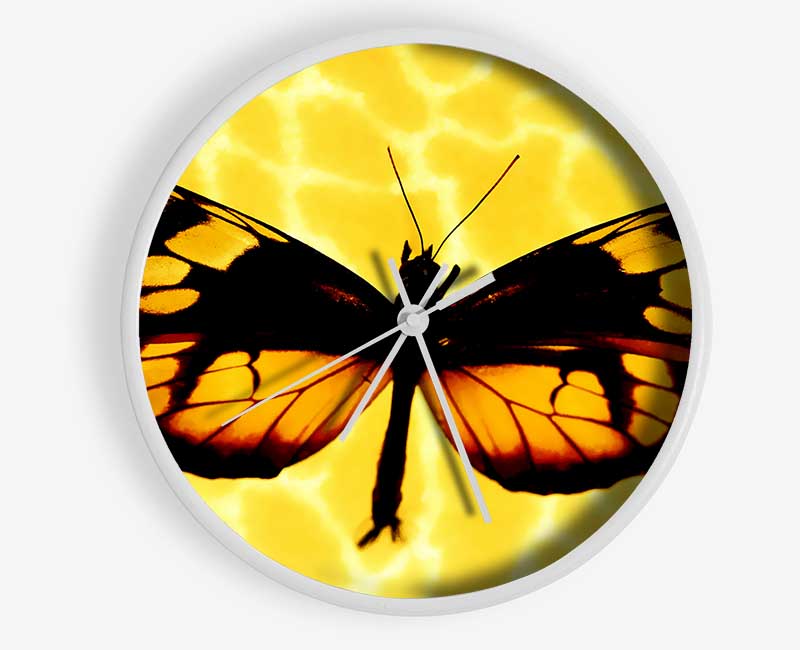 Yellow Butterfly Wings Clock - Wallart-Direct UK