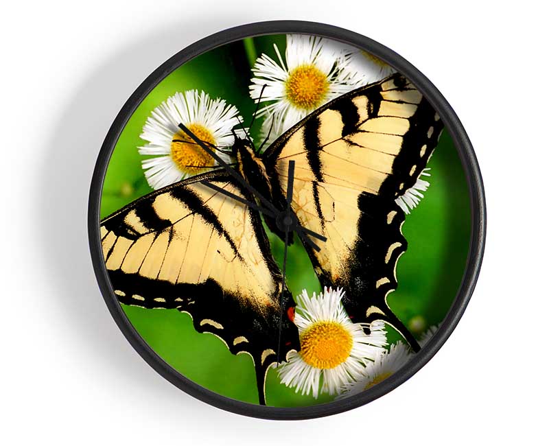 Yellow Butterfly Clock - Wallart-Direct UK