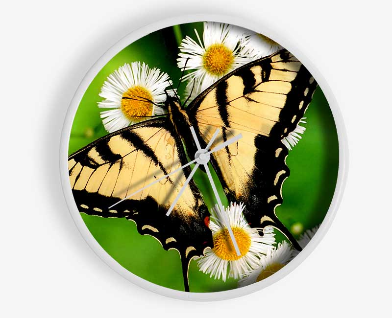 Yellow Butterfly Clock - Wallart-Direct UK