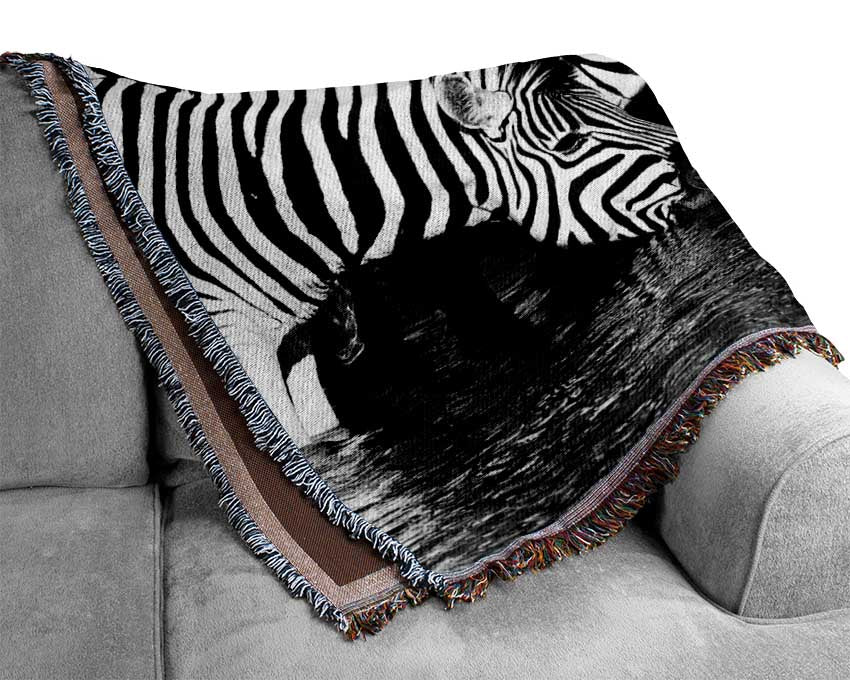 Zebra Drinking Woven Blanket