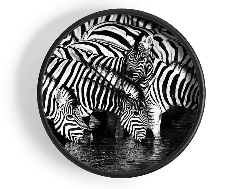 Zebra Drinking Clock - Wallart-Direct UK