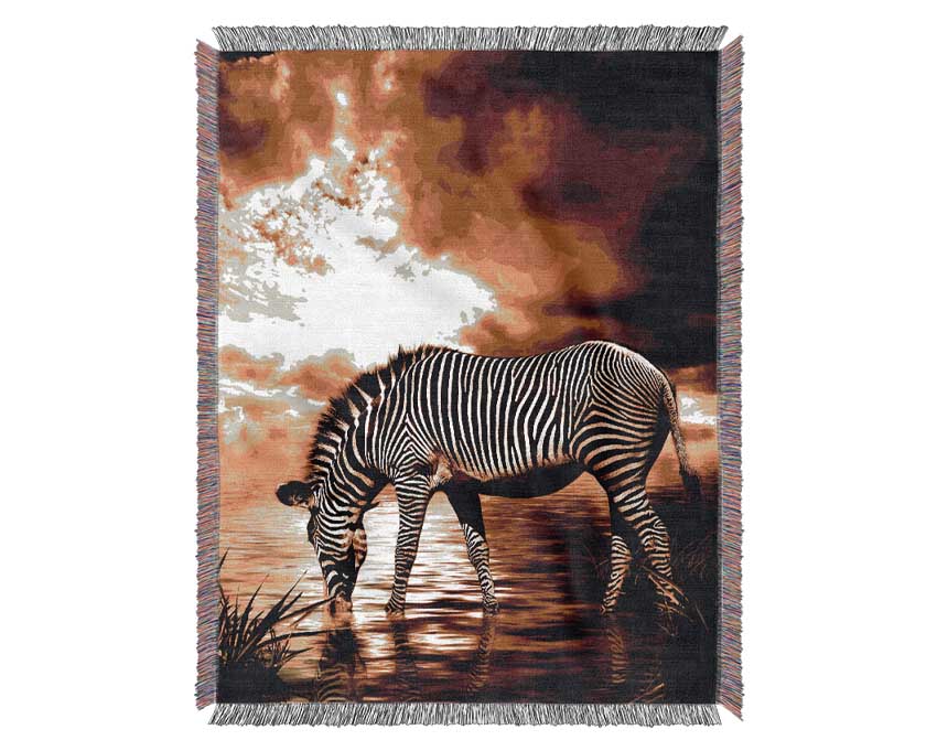 Zebra In The Golden River Woven Blanket