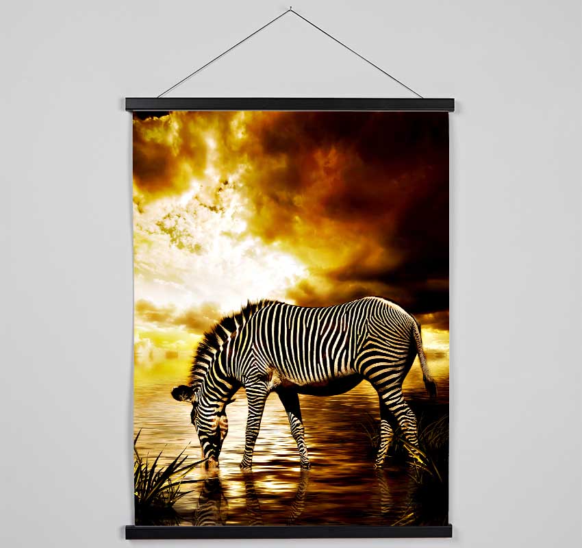 Zebra In The Golden River Hanging Poster - Wallart-Direct UK