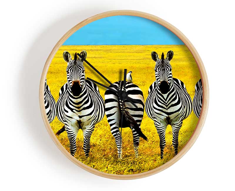 Zebra Line-Up Clock - Wallart-Direct UK
