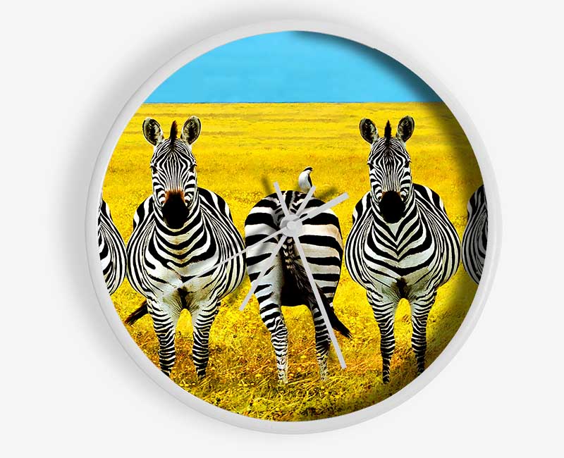 Zebra Line-Up Clock - Wallart-Direct UK