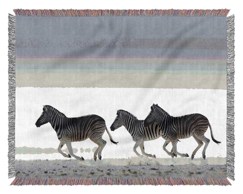 Zebras Ocean Running Woven Blanket
