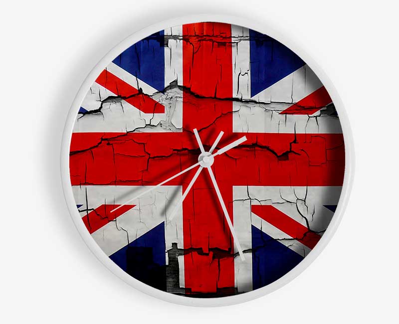 United Kingdom Flag Cracked Clock - Wallart-Direct UK