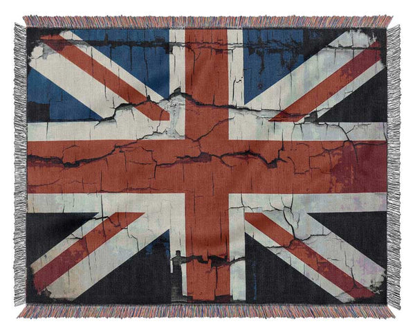 United Kingdom Flag Cracked Woven Blanket