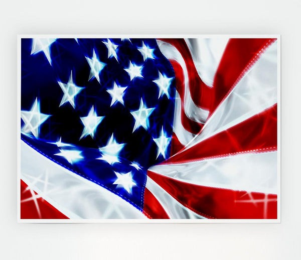 American Stars And Stripes Print Poster Wall Art