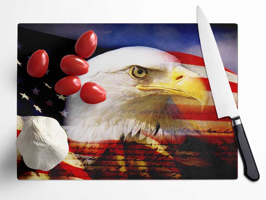 American Eagle Flag Glass Chopping Board