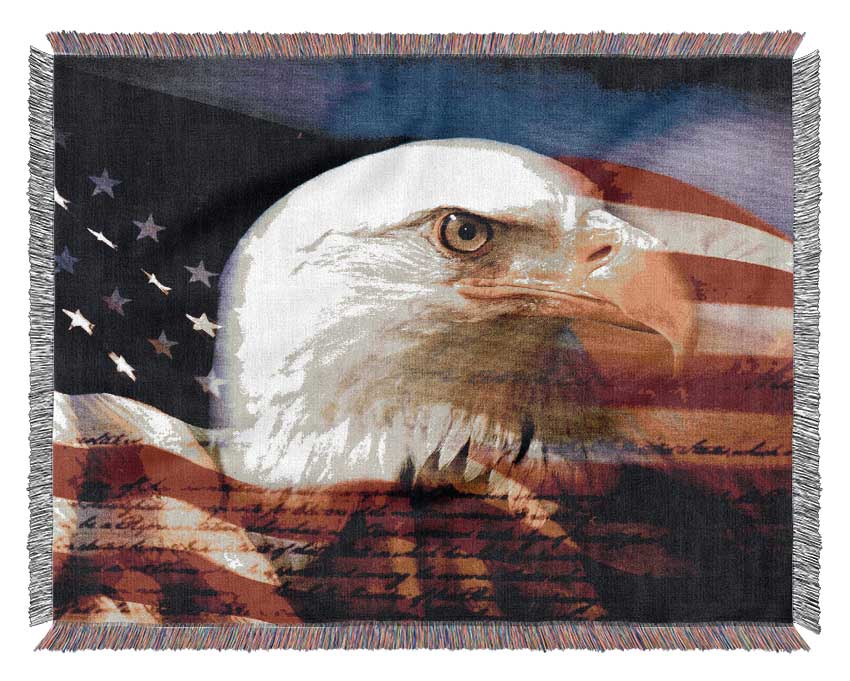 American Eagle Flag Woven Blanket