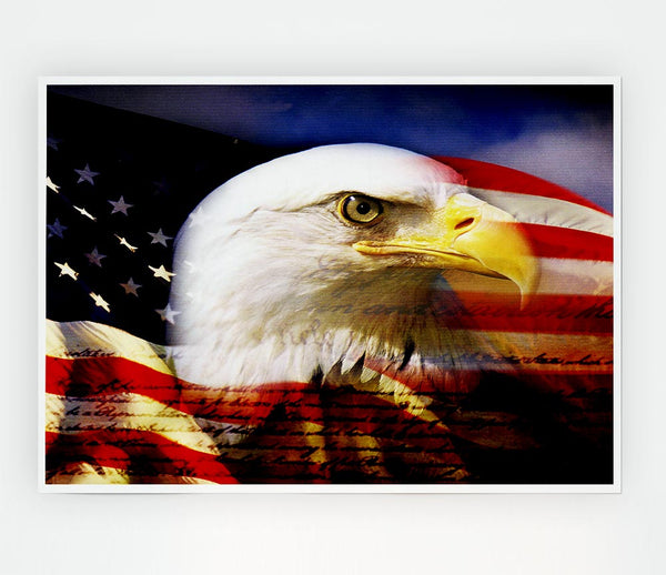 American Eagle Flag Print Poster Wall Art