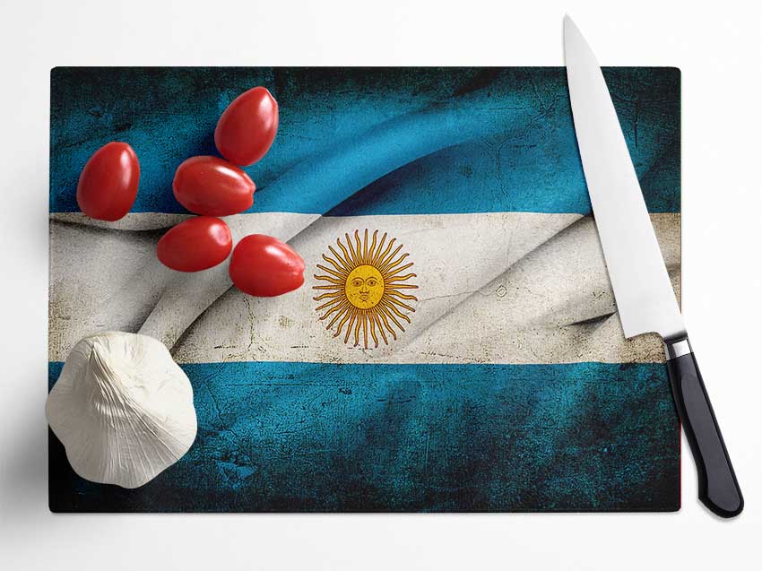 Argentina Sun Flag Glass Chopping Board