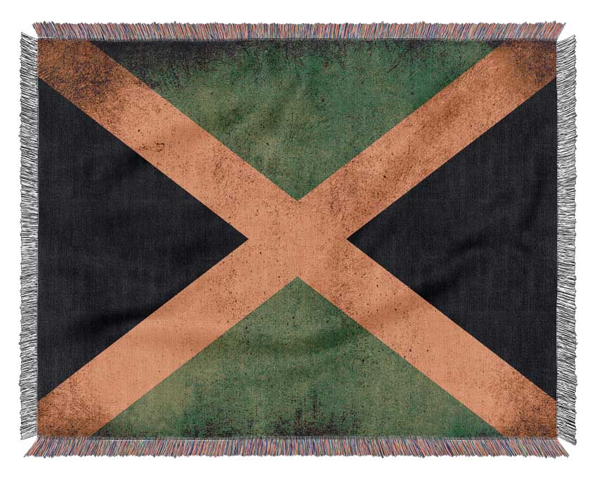 Jamaican Grunge Flag Woven Blanket