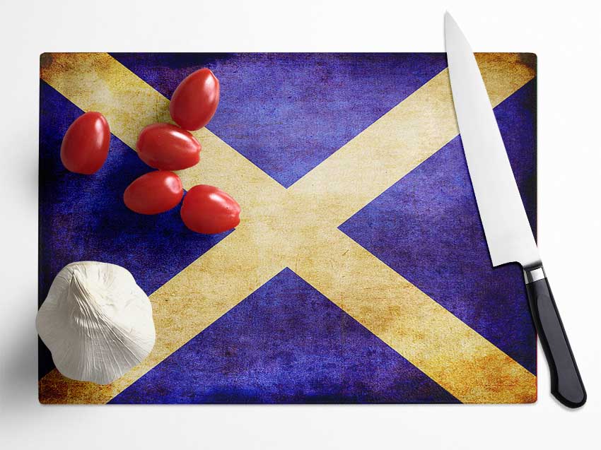 Scottish Grunge Flag Glass Chopping Board