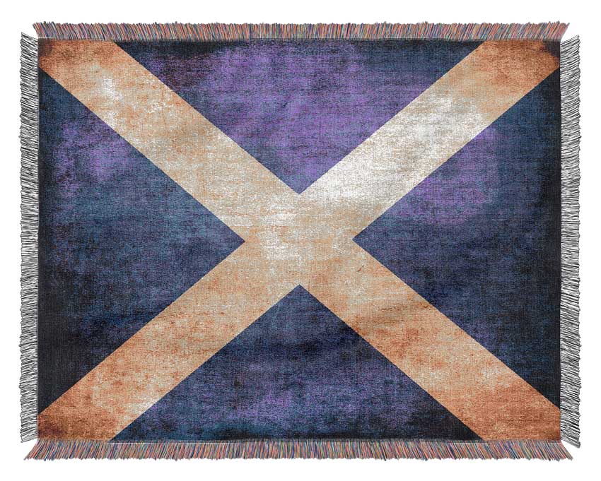 Scottish Grunge Flag Woven Blanket