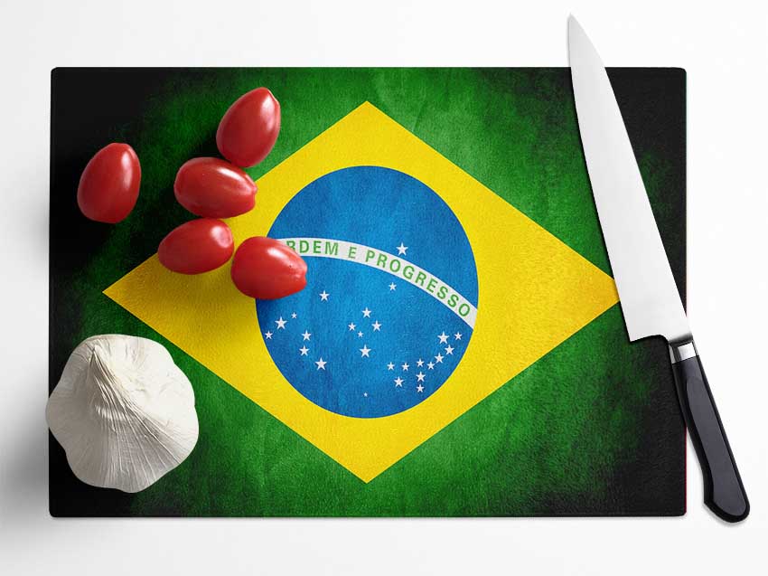 Brazillian Flag Glass Chopping Board