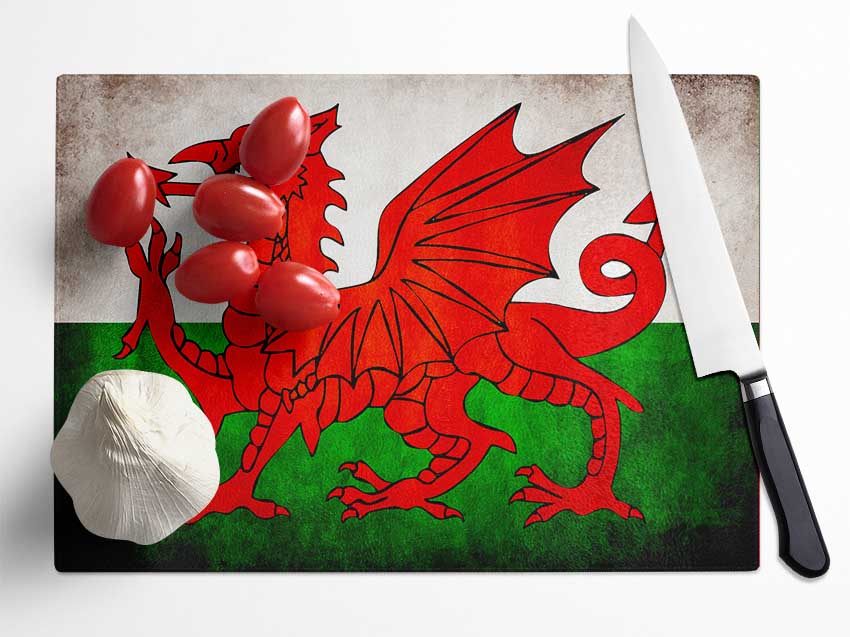 Welsh Dragon Glass Chopping Board