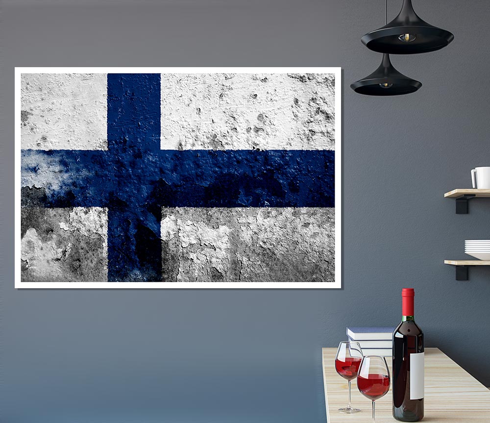 Finland Flag Print Poster Wall Art