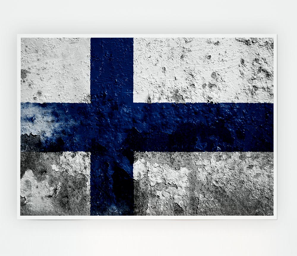 Finland Flag Print Poster Wall Art