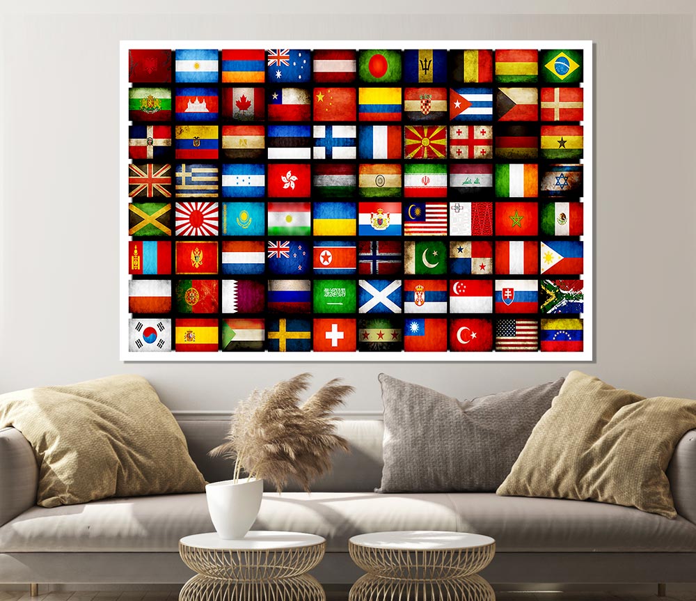 Flags Of The World Print Poster Wall Art