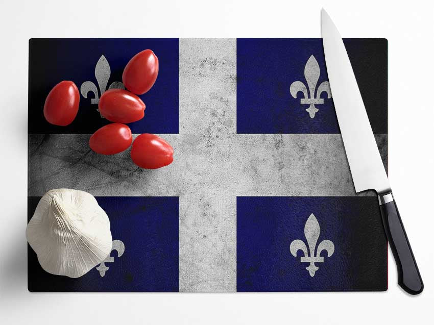 Quebec Grunge Flag Glass Chopping Board