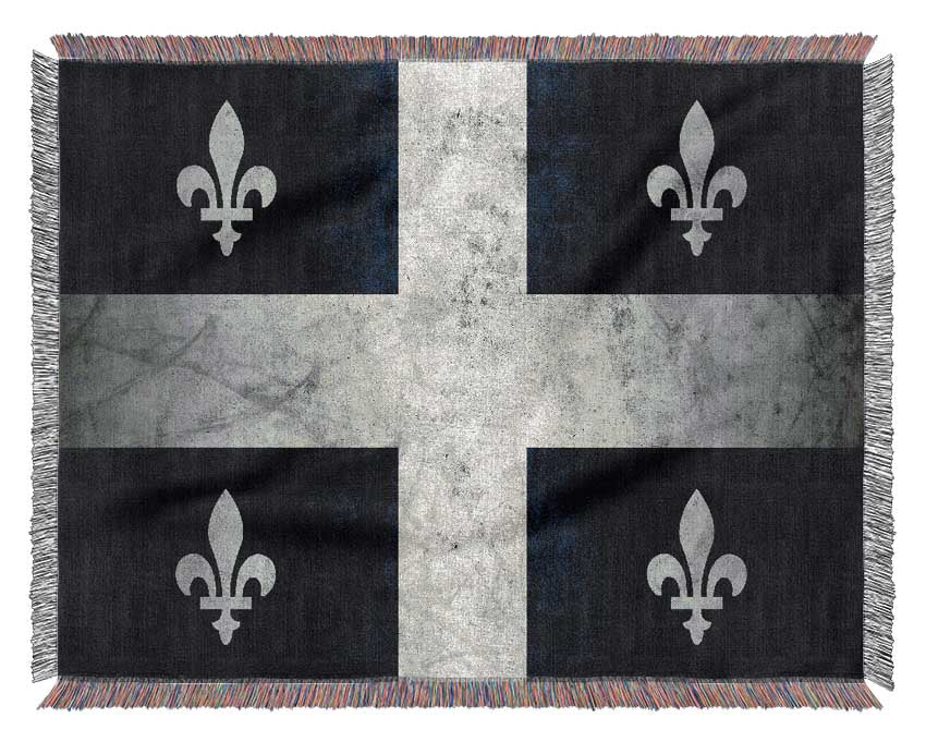 Quebec Grunge Flag Woven Blanket