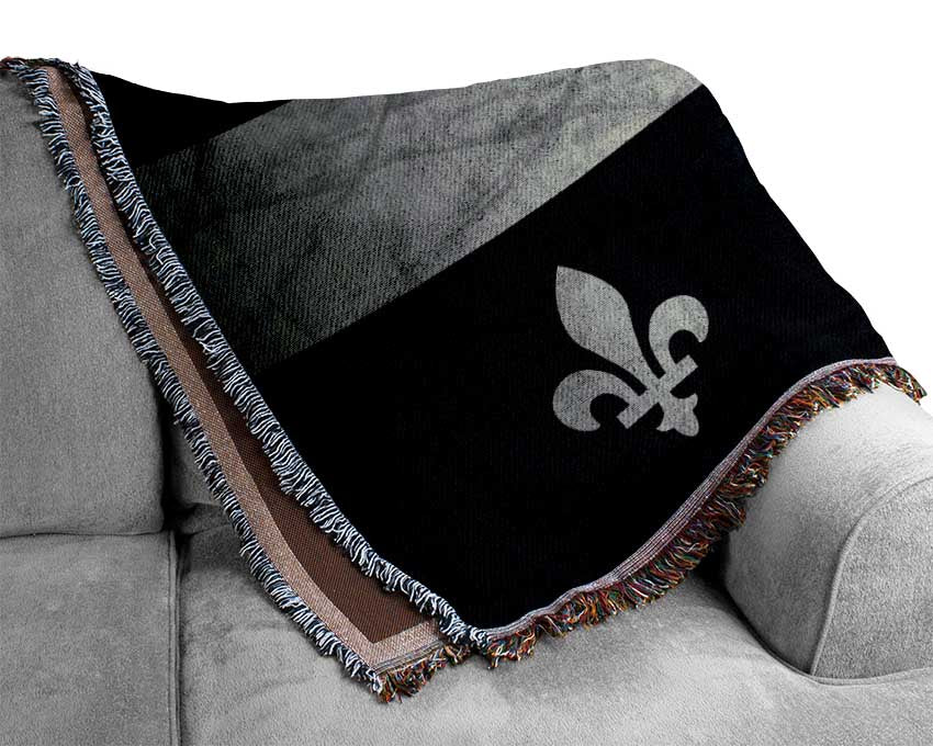 Quebec Grunge Flag Woven Blanket