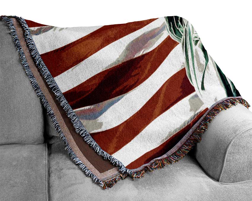 Stars And Stripes With Lady Liberty Woven Blanket