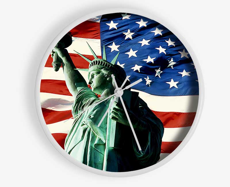Stars And Stripes With Lady Liberty Clock - Wallart-Direct UK