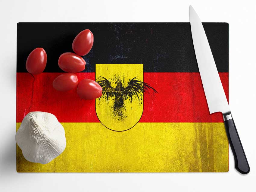 German Flag Eagle Glass Chopping Board