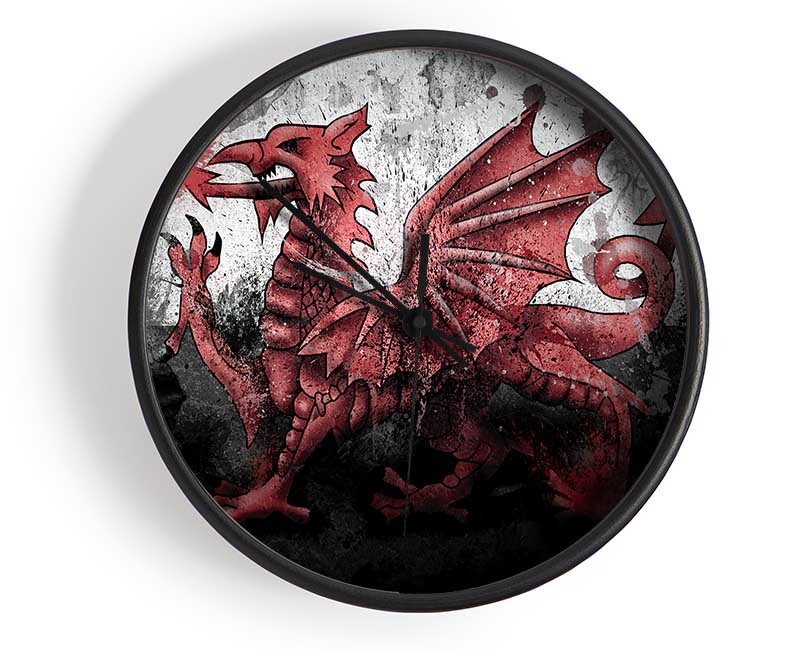 Welsh Dragon Grunge Clock - Wallart-Direct UK