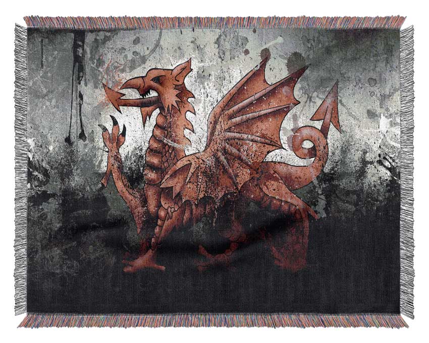 Welsh Dragon Grunge Woven Blanket