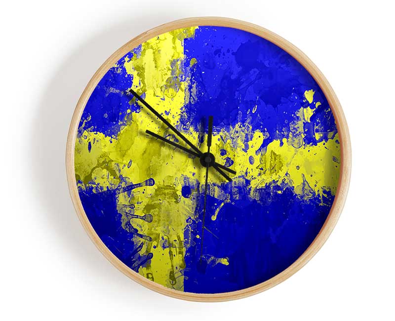 Sweden Grunge Flag Clock - Wallart-Direct UK