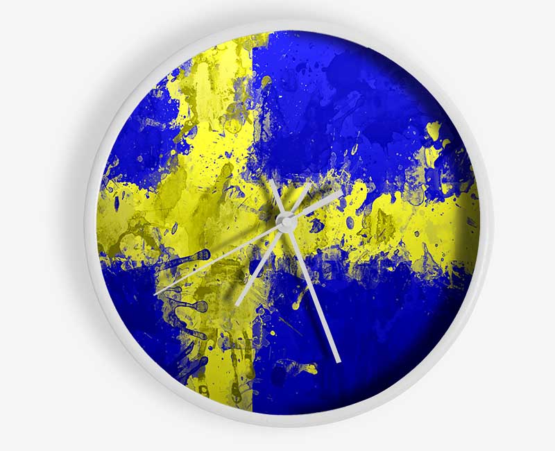 Sweden Grunge Flag Clock - Wallart-Direct UK