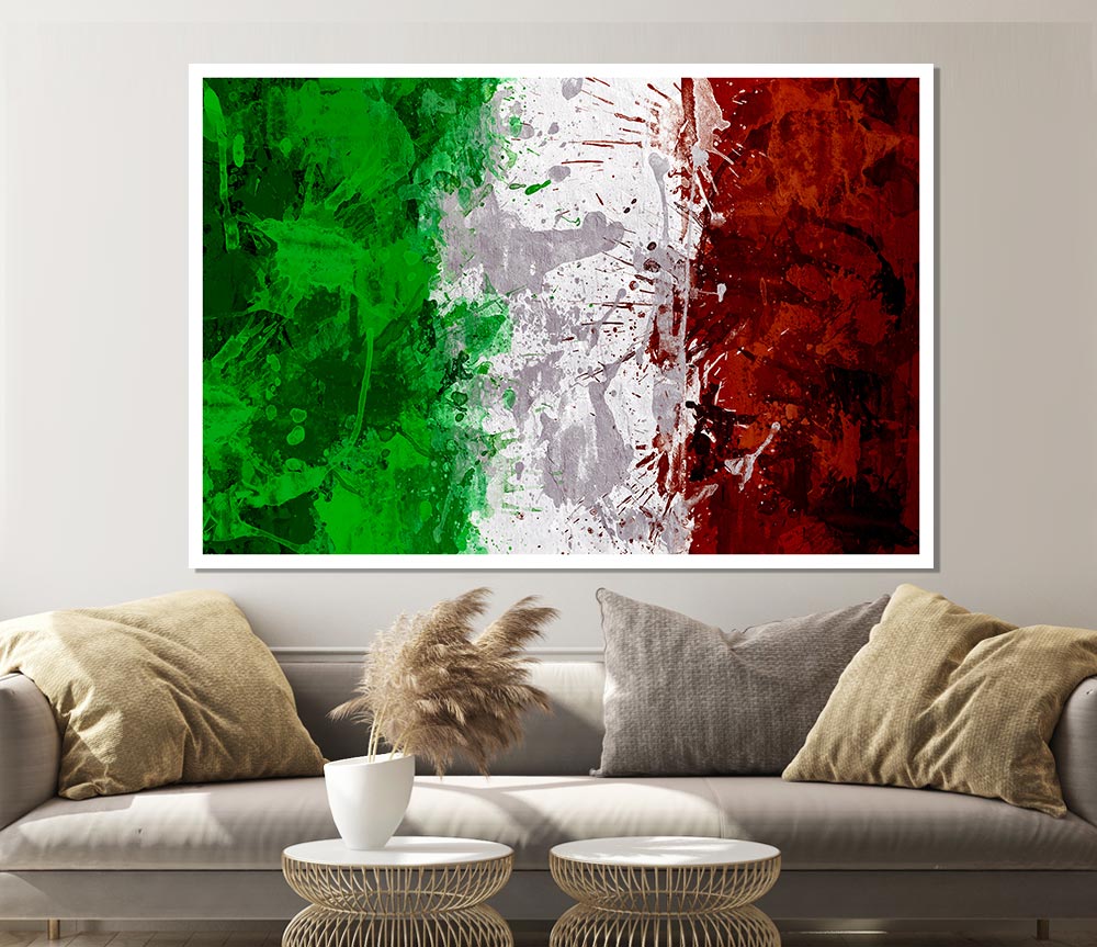 Grunge Flag Of Italy Print Poster Wall Art